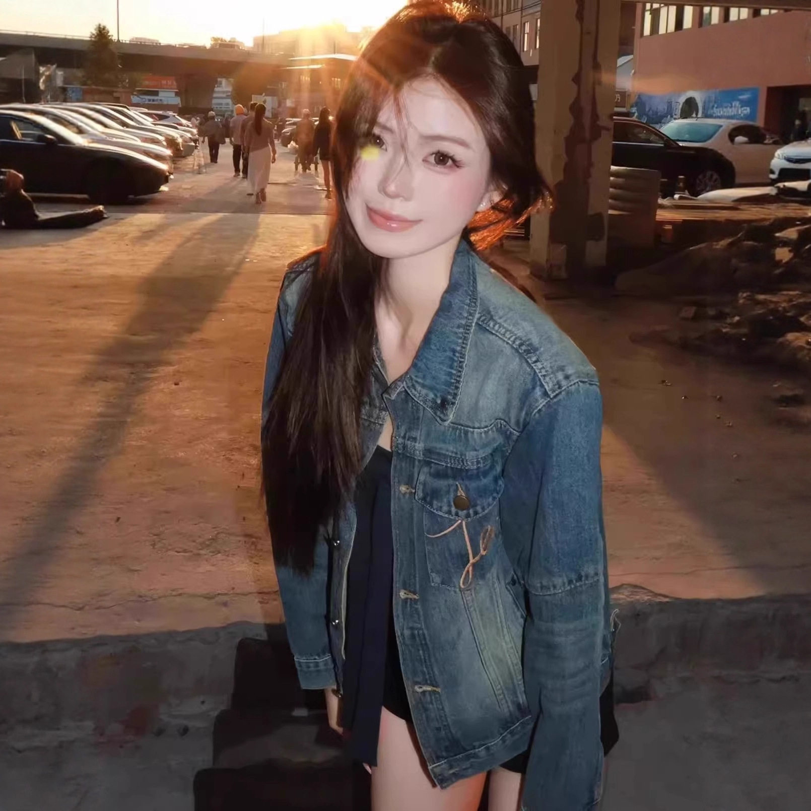 小资外套女款秋复古通勤短款牛仔休闲水洗宽松减龄上衣夹克