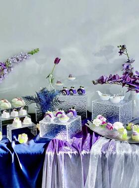 透明水晶亚克力水波纹甜品台婚礼点心展示架冷餐宴会布置点心架