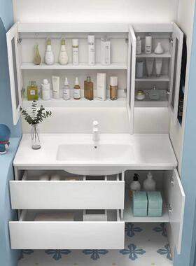 68cm78厘米88/98公分108/118厘米陶瓷一体盆浴室柜实木洗漱台组合