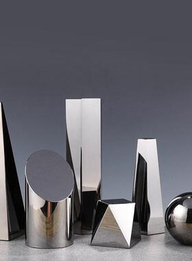 简约现代轻奢镜面几何体水晶摆件家居软装饰品售楼处书房桌面摆设