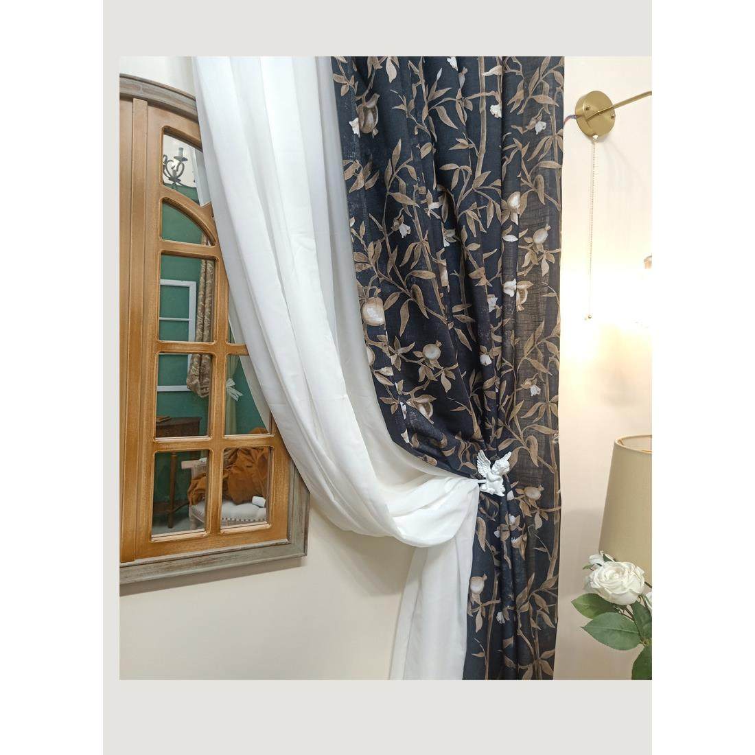 定制石榴花美式法式花窗帘黑色东南亚植物客厅卧室古典文学窗帘,居家布艺,定制窗帘,淘宝优惠券,粉丝福利购,淘宝优惠卷