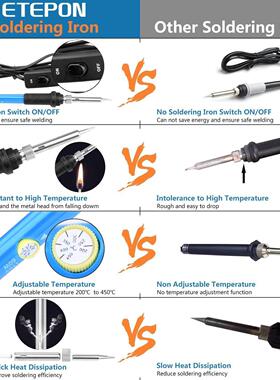 60W调温电烙铁908 Electric Soldering Iron Kit吸锡器焊接电烙铁
