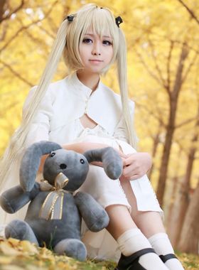 缘之空春日野穹妹cos服白色萌日常连衣裙cosplay服装木屐道具全套