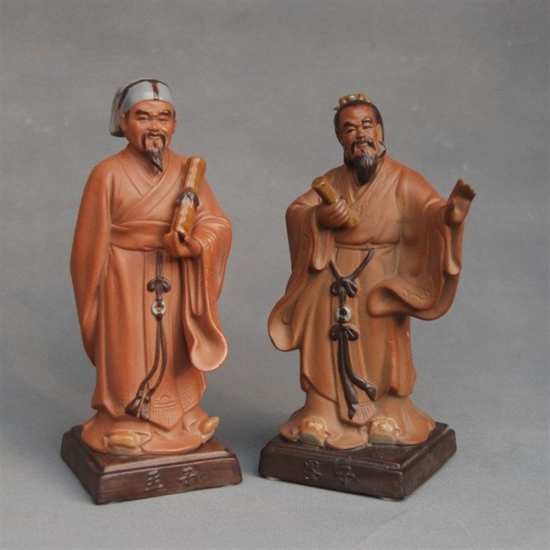 优选中国思想家孟子庄子墨子人物陶瓷摆件造景装饰品家居书桌台工