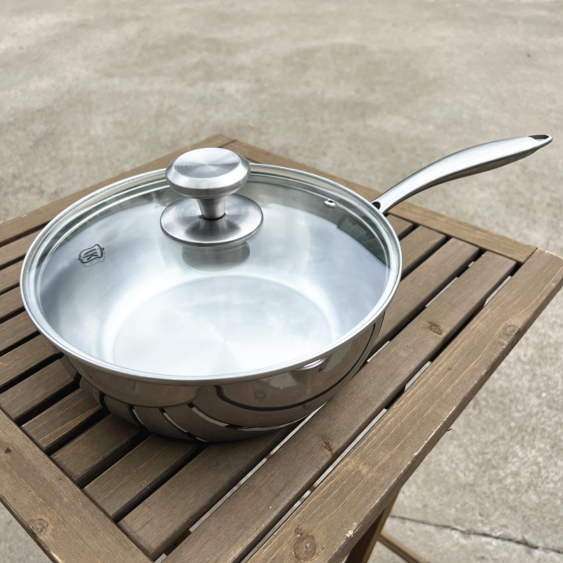 优选雪平锅304不锈钢奶锅汤锅无涂层小炒锅汤锅煎炒煮多用锅24cm