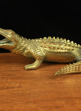 优选纯铜鳄鱼摆件金融大鳄铜鱼开业家居饰品店铺桌面礼品办公室摆