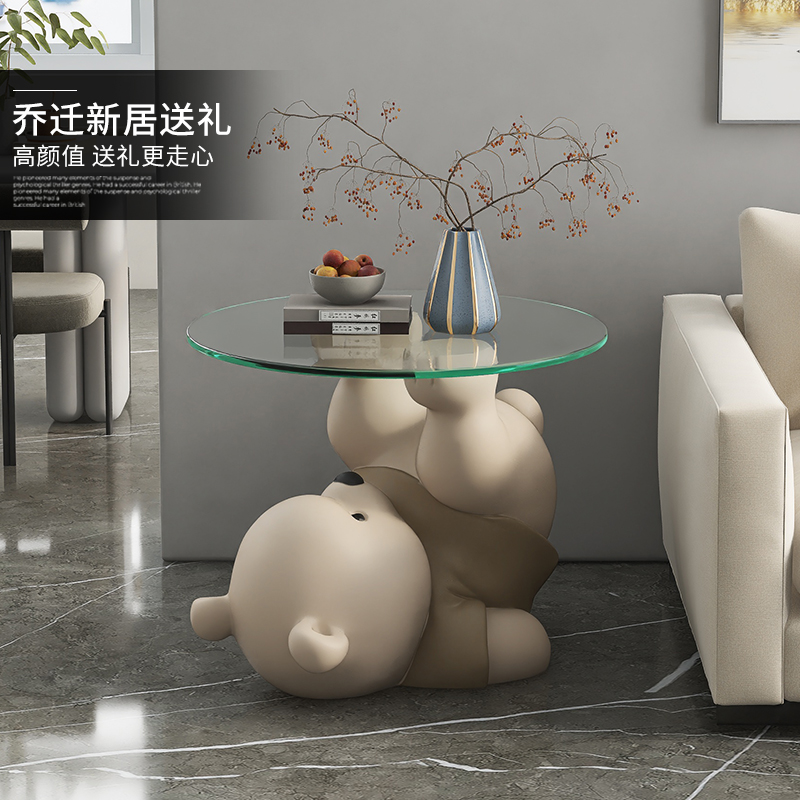 奶油风大熊客厅落地摆件装饰电视柜沙发旁边几茶几床头柜乔迁礼物