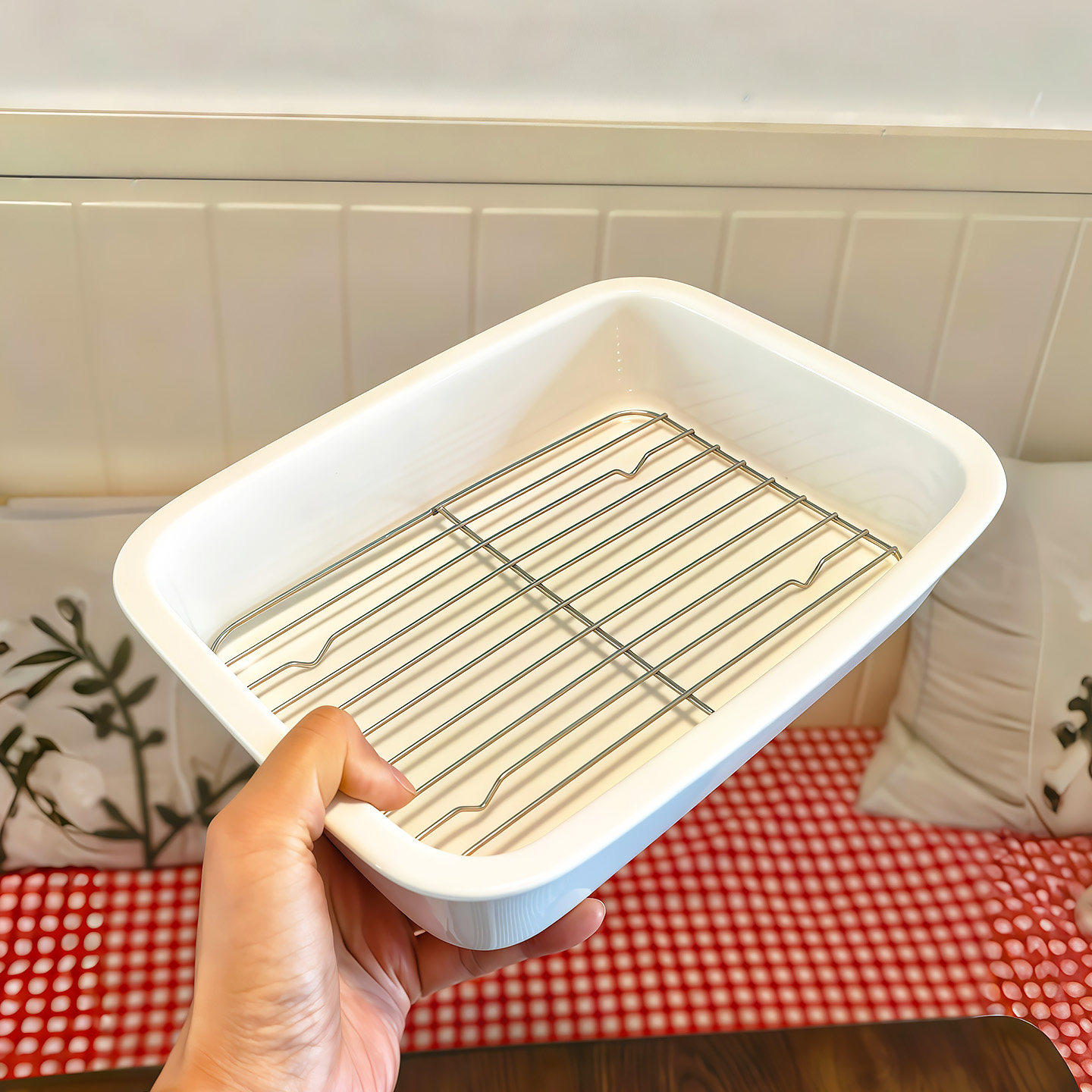 陶瓷蒸盘烤盘烤箱用沥油盘焗饭盘微波炉专用炸物备菜盘子蒸菜盘