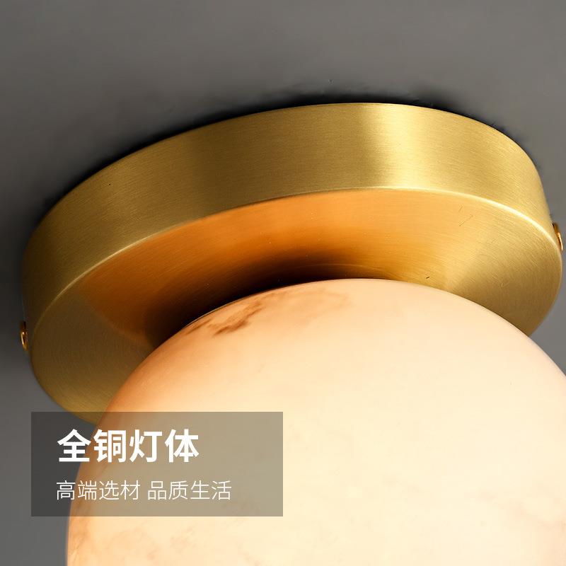 全铜现代简约别墅云石过道吸顶灯新中式玄关灯书房灯