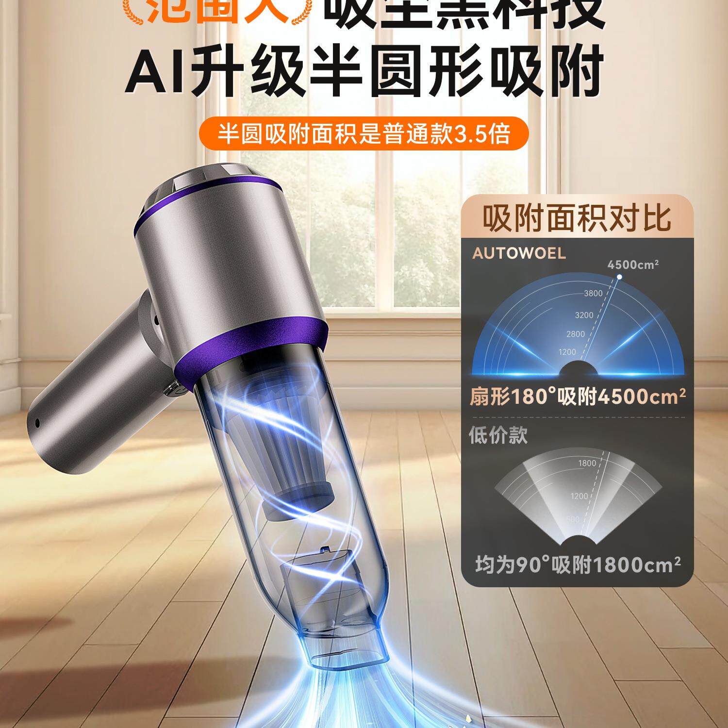 窗户缝隙吸尘器家用汽车载开荒保洁手持小型大吸力无线窗缝台清洁