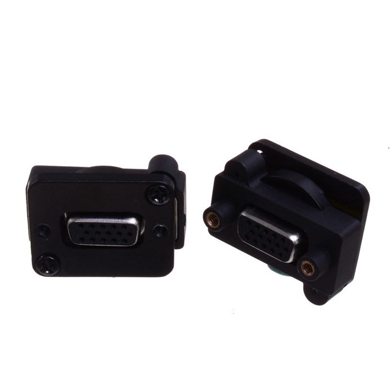VGA母对母DB15DB9针直通卡农机柜面板前后插头锁定D型插座模块