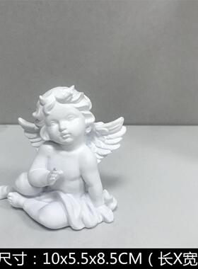 迷你复古白色天使装饰品雕塑石膏人物家居摆设小摆件工艺品书桌