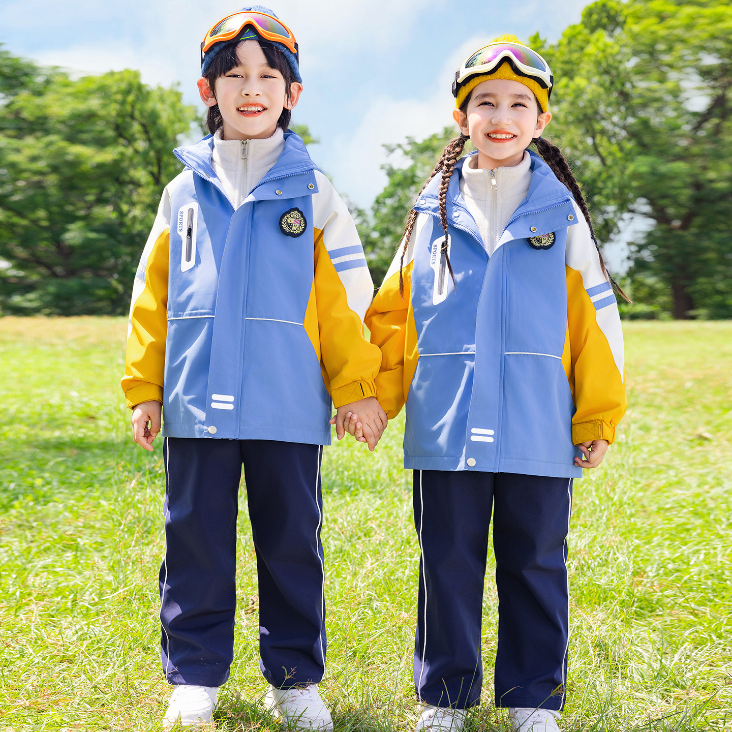 儿童冲锋衣拼色套装校服幼儿园加厚园服男女童运动服班服教师服