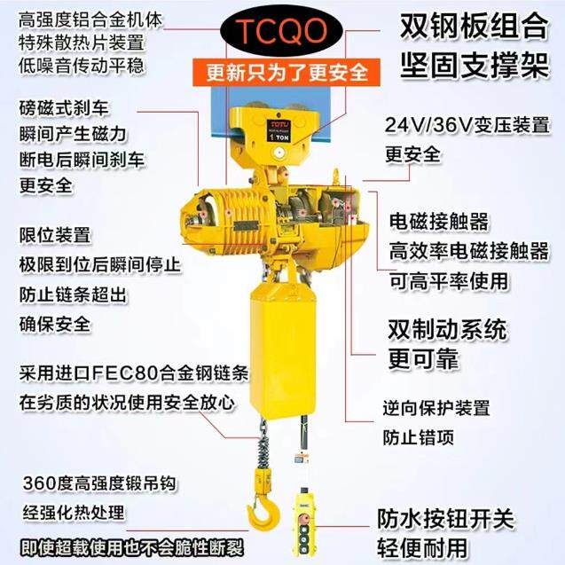 环链电动葫芦带跑车0.5吨1T2吨单链双链鬼头式吊机起重机380V