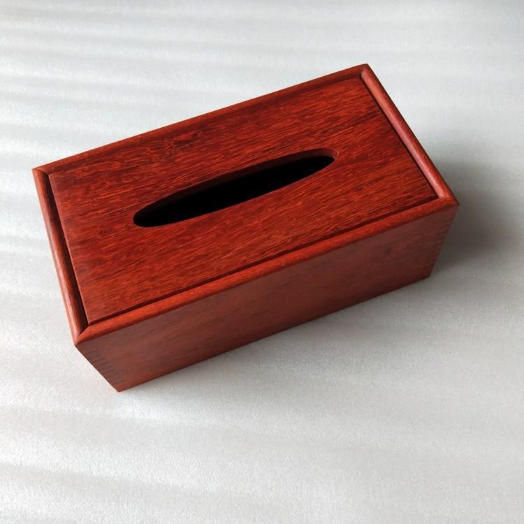 红花梨纸巾盒实木榫卯工艺餐巾盒中式简约抽纸盒家用桌面收纳盒