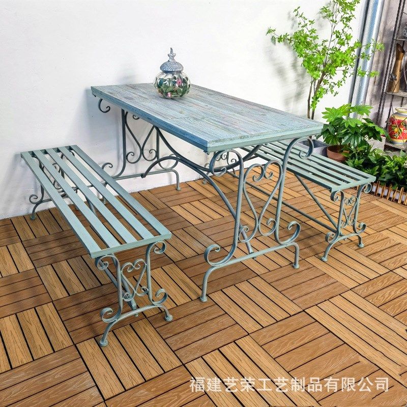欧式铁艺花园桌椅户外桌阳台桌子餐厅休闲吧室外茶几庭院花园长桌