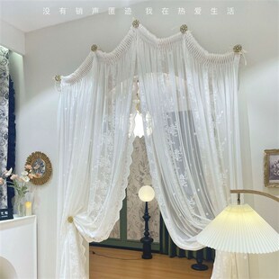 法式穹顶式窗帘餐厅卧室飘窗阳台成品蕾丝纱衣帽间帘门帘短帘