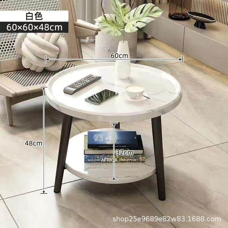 小圆桌茶几小户型简约现代小桌子简易家用客厅圆形双层小茶几创意