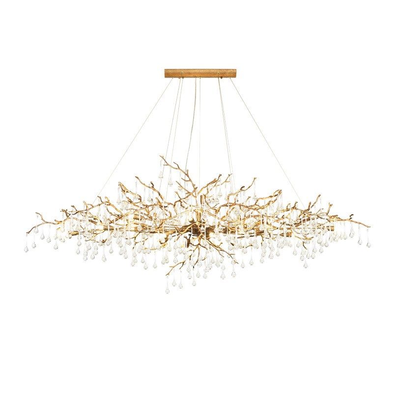 全铜轻奢餐厅客厅水晶设计师款艺术水滴吊灯树枝灯serip枝形吊灯