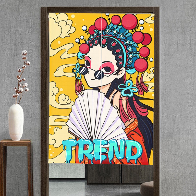 国潮门帘厨房半帘商用包房居家卧室隔断帘餐饮挂帘卫生间遮挡布帘