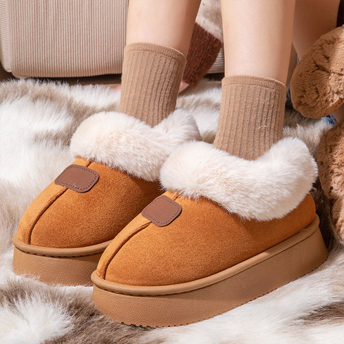 【黄珊莹主播】棉拖鞋女士冬外穿雪地靴包跟加绒加厚保暖毛毛绒女