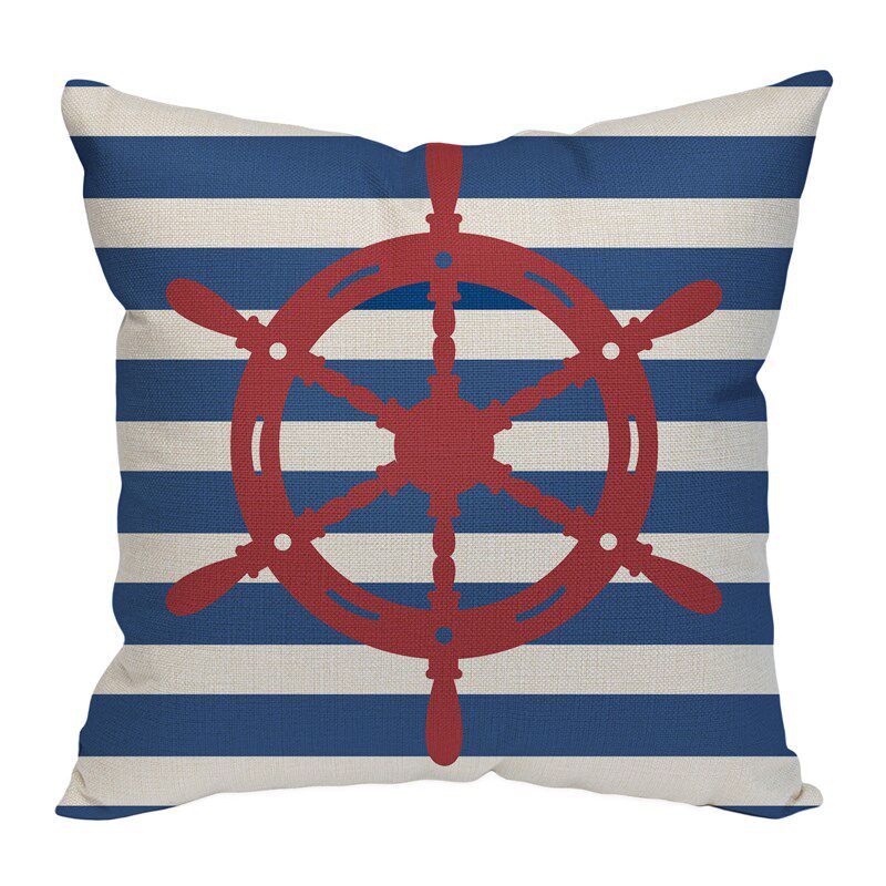 厂家定制厚款棉麻抱枕靠垫外套沙发汽车腰靠枕垫地中海航海舵帆船