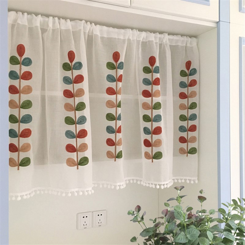 思幔门帘半帘短帘叶子窗纱咖啡帘日式百搭隔断遮挡帘柜帘简约定制