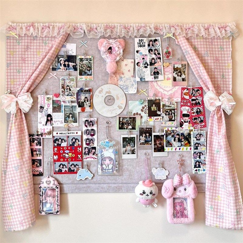 优选可爱窗帘毛毡板照片墙少女心小卡吧唧背景墙氛围感卧室diy装,文具电教/文化用品/商务用品,软木板/照片板/毛毡板,淘宝优惠券,粉丝福利购,淘宝优惠卷
