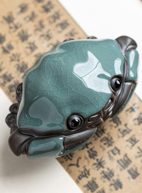 优选大号螃蟹摆件陶瓷工艺品 钳财横财 家居客厅装饰茶桌桌面摆设