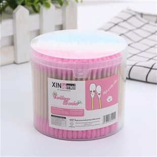 优选彩色竹木棉签棒一次性化妆清洁棉棒双头化妆掏耳300支圆盒三