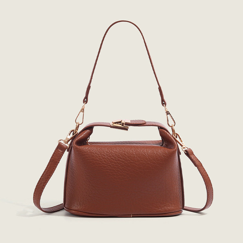 小众手拎包包女士今年流行红棕色手提盒子包高级感斜挎饭盒包