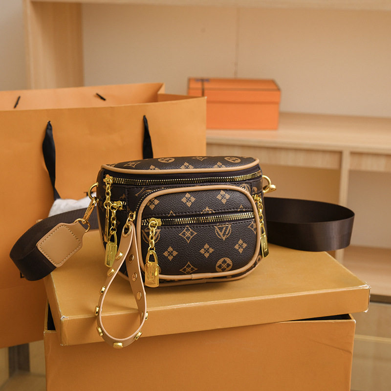 流行老花单肩女包大容量多隔层相机包轻奢百搭宽带斜挎包包包包