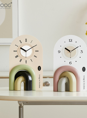 优选EMITDOOG法式奶油风家居客厅玄关桌面装饰摆件卧室创意座钟饰