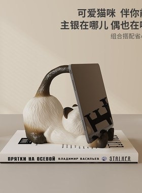 优选卡通暹罗猫手机平板支架创意装饰品办公室桌T面摆件送女生礼