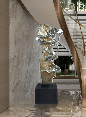 优选现代轻奢抽象电镀摆件酒店大堂雕塑艺术品客厅样板房落地玄关