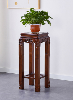 优选实木花架客厅吊兰榆木仿古绿萝盆景圆形鱼缸简约室内架子阳台