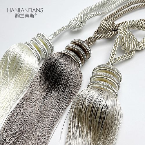 优选瀚兰蒂斯出口欧式窗帘绑带挂球设计师精选样轻奢软装丝羽奥钻