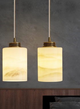 优选全铜新中式国风国潮山水灯酒店简约现代过道卧室床头吊线过道