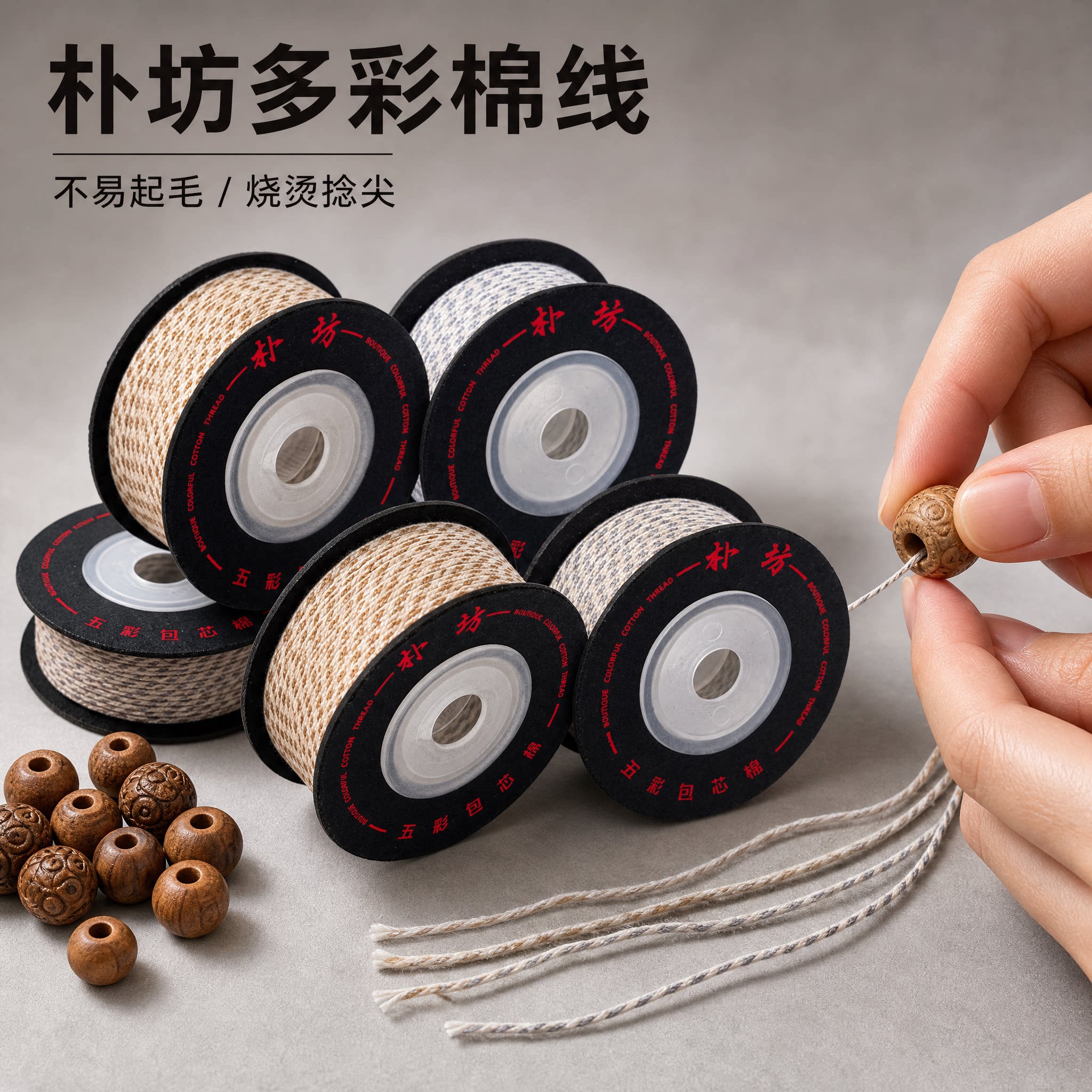 朴坊多彩棉线不易起毛穿珠款图片