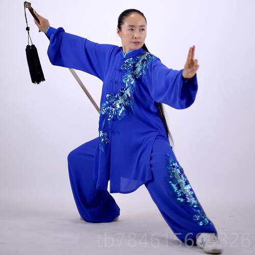 新款马太极春款红表长演比赛服夏太极练功服中款男贴纱绣女凤蕾凰