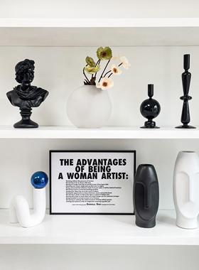 现代简约样板间软装饰品书柜创意家居摆件仿真花挂画烛台ZH3574