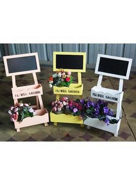 zakka实木覆古做旧黑板多肉花架多层摆件创意店铺咖啡馆软装饰品