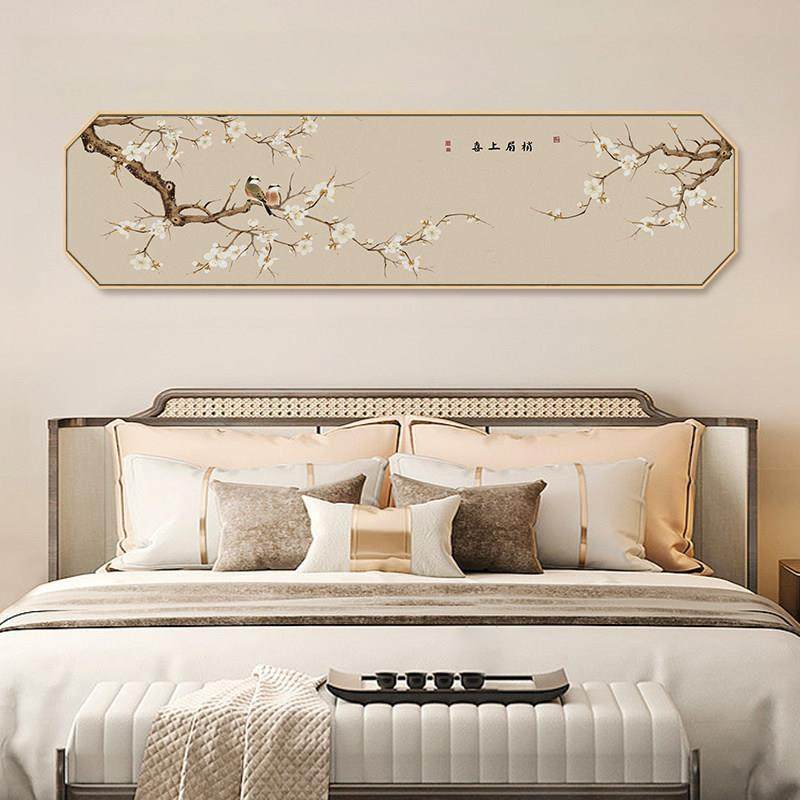 八边形卧室床头装饰画新中式花鸟挂画客厅沙发背景墙酒店民宿壁画,家居饰品,现代装饰画,淘宝优惠券,粉丝福利购,淘宝优惠卷
