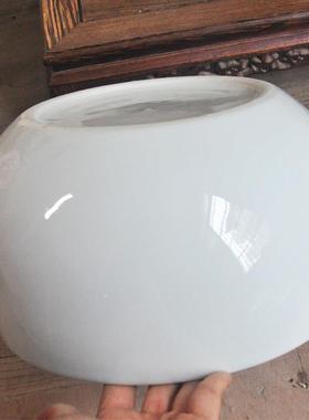 客厅家用小型陶瓷聚宝盆金鱼缸桌面摆件纯白阳台小院装饰水族箱