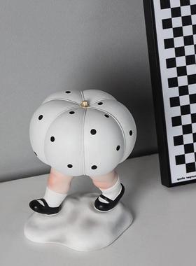 创意手办波点艺术家可爱南瓜儿童房人物腿摆件家居软装客厅装饰品