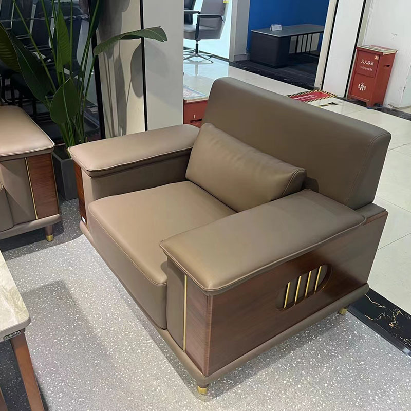 新中式办公沙发茶几组合大款商务会客高档董事长办公室沙发三人位