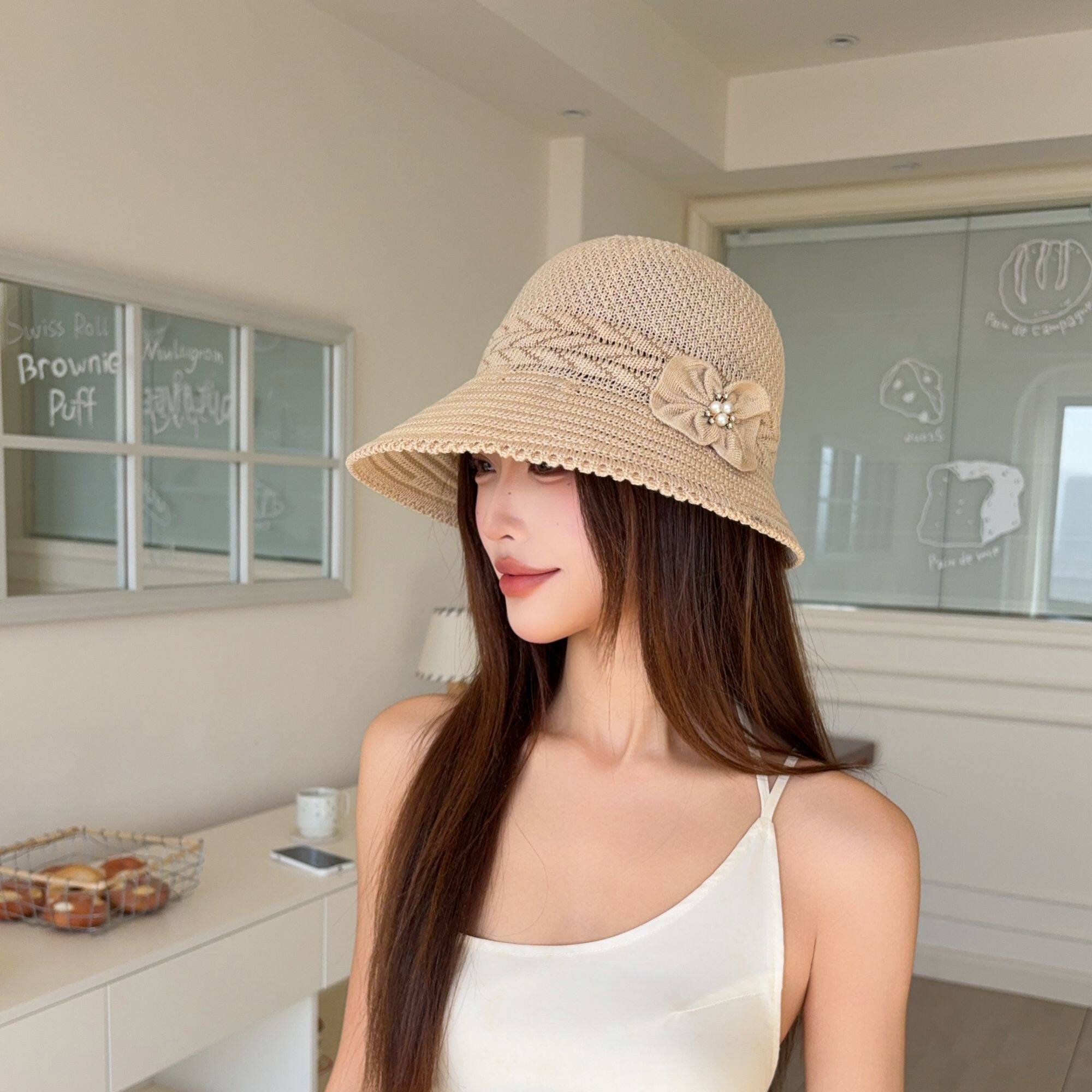 女夏季遮阳帽短檐草渔夫帽