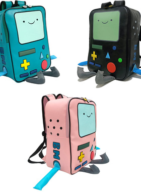 正版bmo哔莫游戏机探险活宝时光双肩背包立体防水卡通书包PU绿色