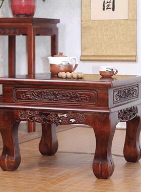 品质古典榆木茶几中式方形实木质花架边几室内奇石盆景架飘窗矮桌