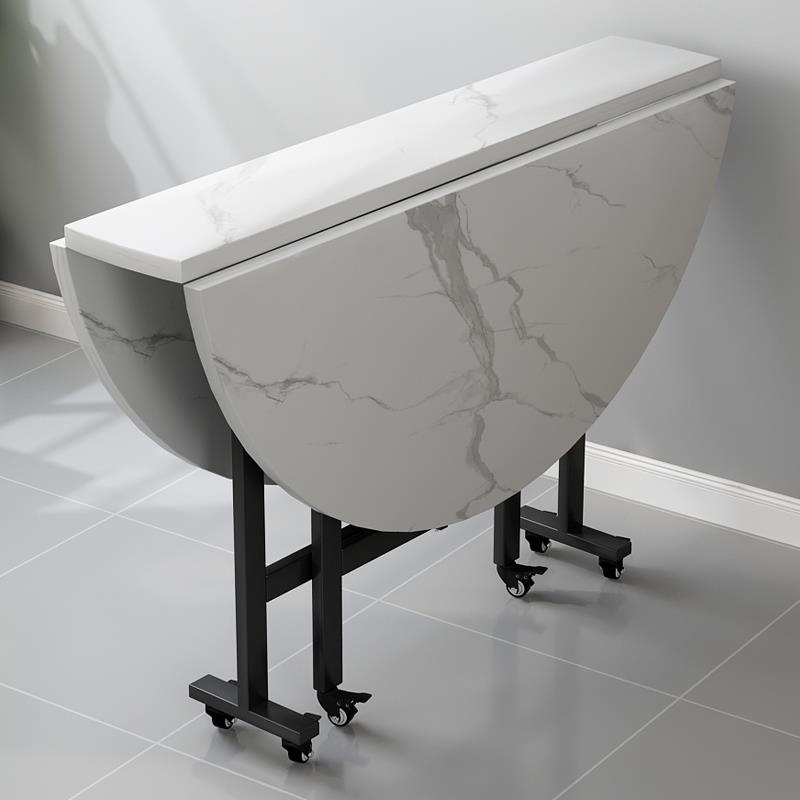 折叠餐桌商用家用小户型饭桌圆桌吃饭桌子带钢化玻璃转盘餐桌椅